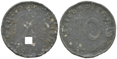 Германия 10 рейхспфеннигов 1941 B KM 101, J. 371 цинк 4613-125