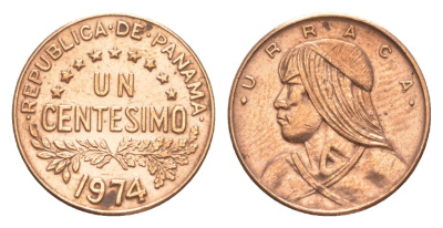 Панама 1 сентесимо 1974 Уррака KM 22 бронза aUNC 4643-1226