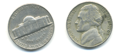 США 5 ЦЕНТОВ 1964 ДЖЕФФЕРСОН KM А192 медно-никель 86-547