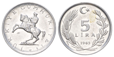 Турция 5 лир 1983 KM 949.1 алюминий UNC 4627-954