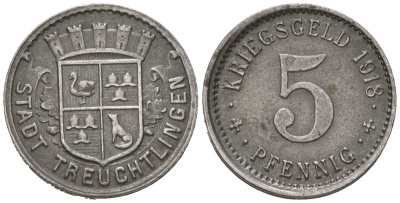 Тройхтлинген (Бавария) 5 пфеннигов 1918 Funck 547.1, Men18 31466.1 железо 4380-121