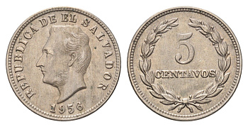 Сальвадор 5 сентаво 1956 KM 134 медно-никель 4666-434
