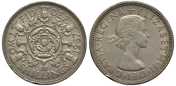 Великобритания 2 шиллинга (флорин) 1967 Елизавета II (1952-2022) KM 906 Spink 4146 медно-никель VG 4185-643