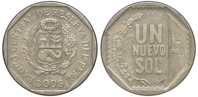 Перу 1 новый соль 2009 KM 308.4 медно-никель 4605-146