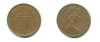 Великобритания 1 пенни 1980 Елизавета II (1952-2022) KM 915, Spink 4237 (B1) бронза 59-1614