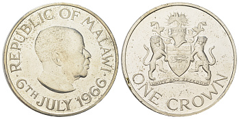 Малави 1 крона 1966 День Республики - 6 июля 1966, в оригинальной упаковке KM 5 никель латунь PROOF 8-2-05-13