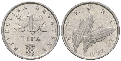 Хорватия 1 липа 1997 нечетный год KM 3 алюминий  UNC  4147-829