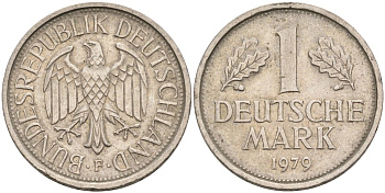 ФРГ 1 марка 1979 F KM 110, J. 385 медно-никель 4393-115