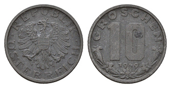 Австрия 10 грошей 1949 KM 2874 цинк 4669-664