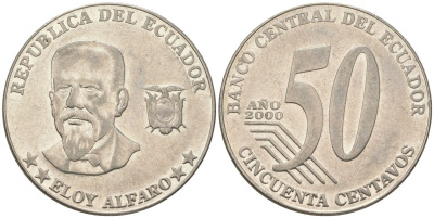 Эквадор 50 сентаво 2000 KM 108 нержавеющая сталь 4403-445