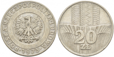 Польша 20 злотых 1973 монетный двор Кремница KM 67, Parchimowicz 245a медно-никель 4403-512