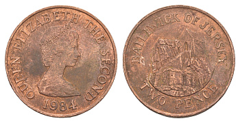 Джерси 2 пенса 1984 Елизавета II (1952-2022), Сент-Хелиер KM 55 бронза 4652-535