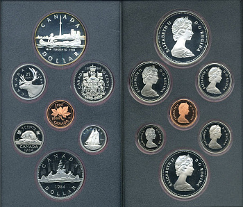 Канада набор из 7 монет  1984 150 лет Торонто, каноэ, оригинальная коробка и сертификат KM PS4   PROOF  5-5-1-07