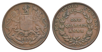 Британская Индия (Ост-Индская компания) 1/4 анны 1835 KM 446 медь 4607-444