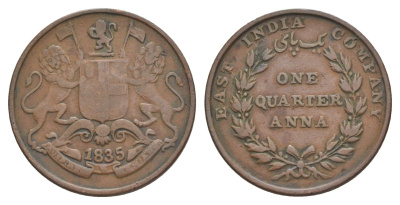 Британская Индия (Ост-Индская компания) 1/4 анны 1835 KM 446 медь 4607-444