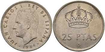 Испания 25 песет 1984 Хуан Карлос I (1975-2014) KM 824 медно-никель 183-144