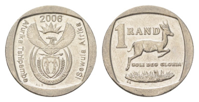 ЮАР 1 ранд 2006 KM 490 медь плакированная никелем aUNC 4627-442