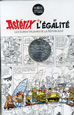 Франция 10 евро 2015 серия Астерикс и свобода, друид Панорамикс (Panoramix) разливает волшебный напиток, в оригинальном буклете KM NEW серебро UNC 1-4-3-28