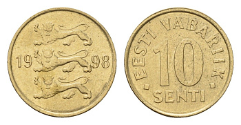 Эстония 10 сентов 1998 KM 22 латунь 4615-1012