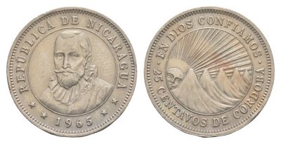 Никарагуа 25 сентаво 1965 KM 18.2 медно-никель 4641-254