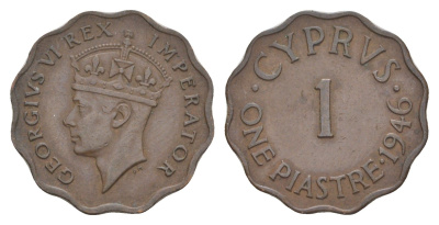 Кипр 1 пиастр 1946 Георг VI (1936-1952) KM 23a бронза 4652-326