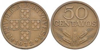 Португалия 50 сентаво 1972 KM 596 бронза 3718-442