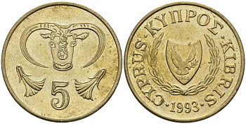 Кипр 5 центов 1993 KM 55.3 никель латунь 4141-1043