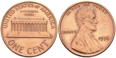 США 1 ЦЕНТ 1976 ЛИНКОЛЬН KM 201 медь цинк 188-312