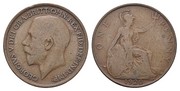 Великобритания 1 пенни 1920 Георг V (1910-1936) KM 810, Spink 4051 бронза 4661-634