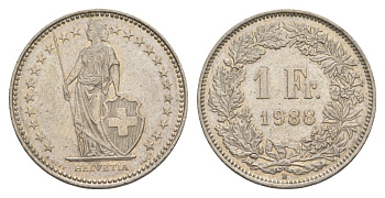 Швейцария 1 франк 1988 KM 24a медно-никель 4633-711
