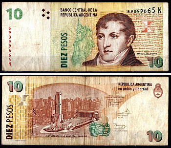 Аргентина 10 песо 2003 Pick 354a(6) бумага 3295-80-1-2