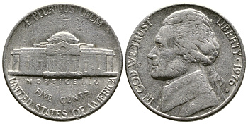 США 5 ЦЕНТОВ 1976 D, ДЖЕФФЕРСОН KM А192 медно-никель 76-625