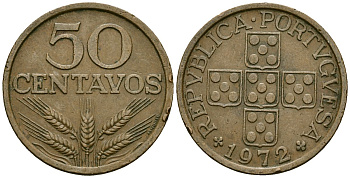 Португалия 50 сентаво 1972 KM 596 бронза 4176-1237
