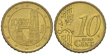 Австрия 10 евроцентов 2008 KM 3139 нордик aUNC 4539-214