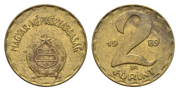 Венгрия 2 форинта 1989 KM 591 латунь 210-1025