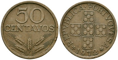 Португалия 50 сентаво 1972 KM 596 бронза 4176-1237