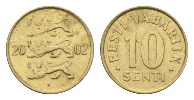 Эстония 10 сентов 2002 KM 22 латунь UNC 4668-635