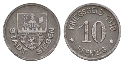 Зиген 10 пфеннигов 1918 Funck 497.4, Men18 29332.5 железо 4636-741