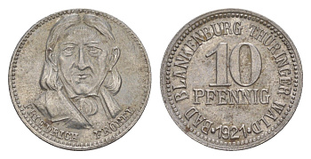 Бад-Бланкенбург 10 пфеннигов 1921 Funck 45.3, Men05 2937.3, Men18 3764.3 железо 4636-926