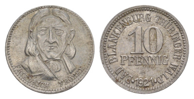Бад-Бланкенбург 10 пфеннигов 1921 Funck 45.3, Men05 2937.3, Men18 3764.3 железо 4636-926
