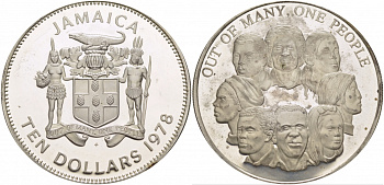 Ямайка 10 долларов 1978 единство Ямайки KM 75а серебро PROOF 05-041-31