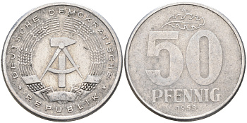 ГДР 50 пфеннигов 1958 А, год тип KM 12.1 алюминий    4126-824