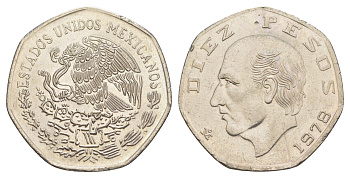 Мексика 10 песо 1978 Mo KM 477.2 медно-никель aUNC 4634-226