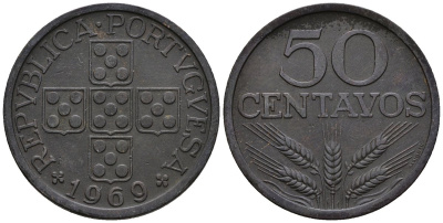 Португалия 50 сентаво 1969 KM 596 бронза 4148-346