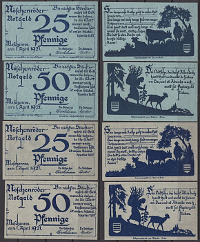 Нешенроде полный набор из 4 нотгельдов (25 и 50 пфеннигов) 1921 Mehl Grabowski 980.7 бумага UNC (пресс) 7556-27-3-1