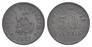 Бенсхайм 50 пфеннигов 1917 Funck 34.4, Men05 1739.5, Men18 2245.5 цинк 4637-1212