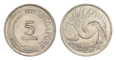 Сингапур 5 центов 1977 KM 2 медно-никель 4640-548