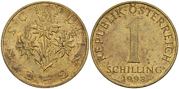 Австрия 1 шиллинг 1993 KM 2886 алюминиевая бронза 25-1134