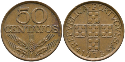 Португалия 50 сентаво 1973 KM 596 бронза 65-1116