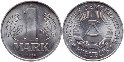 ГДР 1 МАРКА 1978 А KM 35.2 алюминий UNC 1523-221